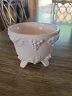 Jeanette Shell Pink Milk Glass Hobnail Grape Pattern Footed Sugar Bowl 3 1/2"