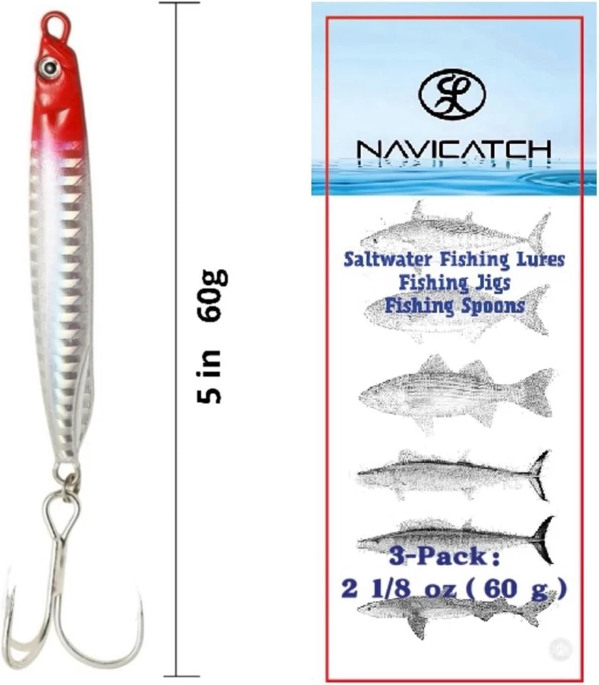 NAVICATCH Señuelos de pesca de agua salada Plantillas de pesca para pez azul, lubina rayada. Foto 4 de 4