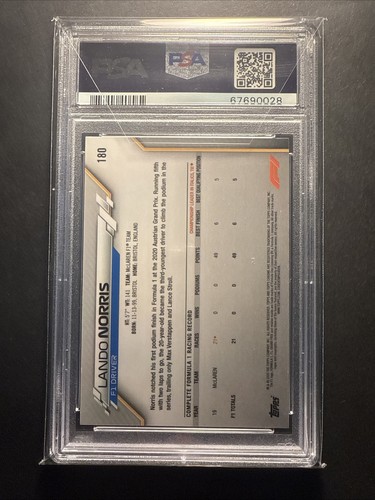 2020 TOPPS CHROME F1 #180 LANDO NORRIS RC ROOKIE PSA 9 MINT - Picture 3 of 3
