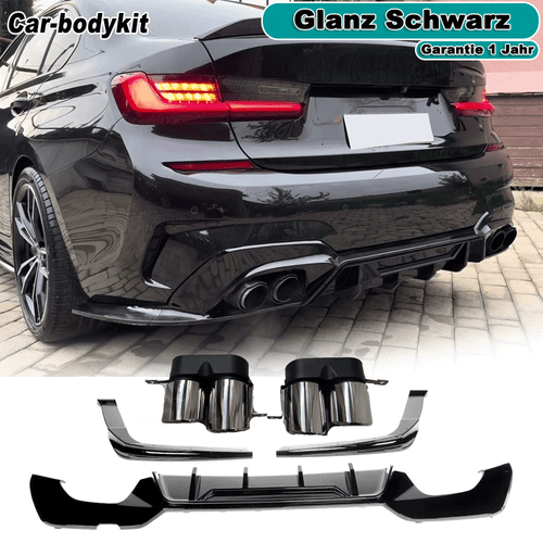 Difusor trasero negro brillante para BMW Serie 3 G20 G21 paquete M embellecedores difusor - Imagen 1 de 12