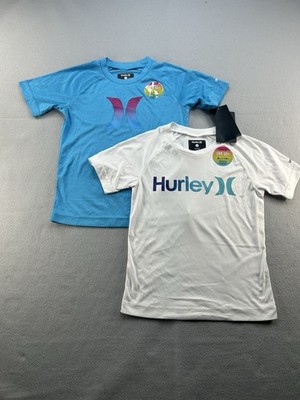 New Hurley Boys UPF 50+ H2O-DRI T-Shirt Set Blue White Size 5 NWT