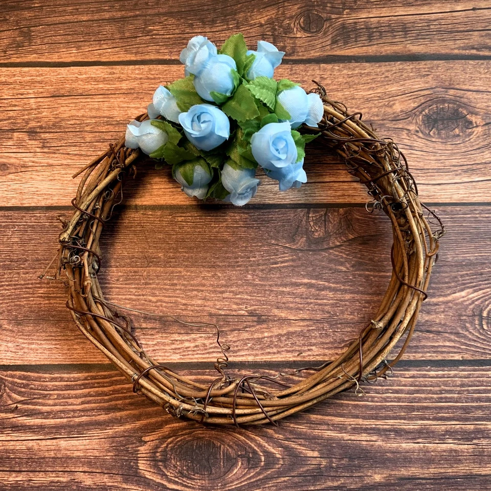 Rosas de flores de seda artificial azul claro - 12 mini ramos de 12 brotes de rosas, 14... Foto 4 de 4