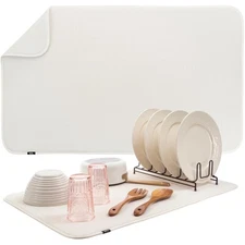 S&T INC. Dish Drying Mat Jumbo, 18” x 30”, Absorbent Microfiber Kitchen Count...