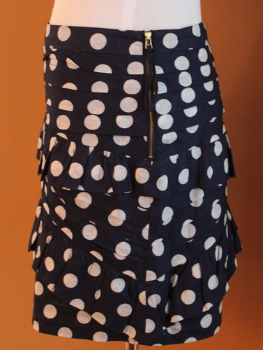 LEIFSDOTTIR Navy Blue White Polka Dot Coming & Going Tiered Skirt Anthropologie - Picture 3 of 5