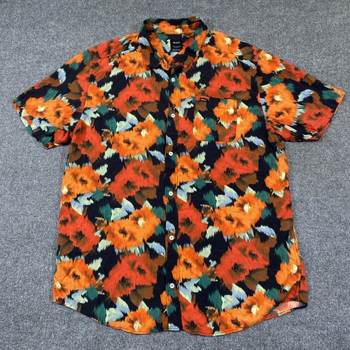 RVCA Wonder Floral Short Sleeve Shirt Men XXL Short Sleeve Button Up Hawaiian