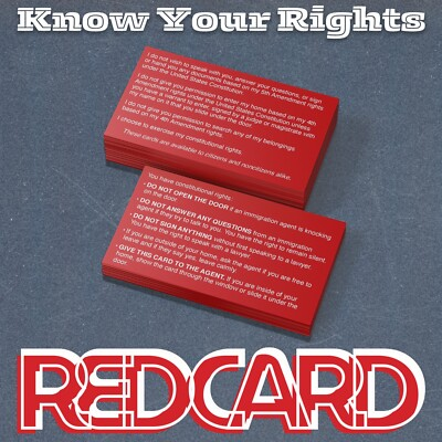 #ad 500 Immigration ICE Know Your Rights Red Cards Tarjetas Rojas $38.00