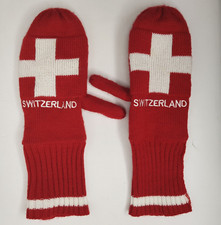Doerig Kreiber Switzerland Knitted Winter Gloves Red White Small Gauntlet Long