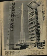 1975 Press Photo N-1 rocket to launch at Tanegashima Space Center off Kyushu