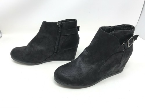 Lettuce Black Wedge Ankle Boots 90W 