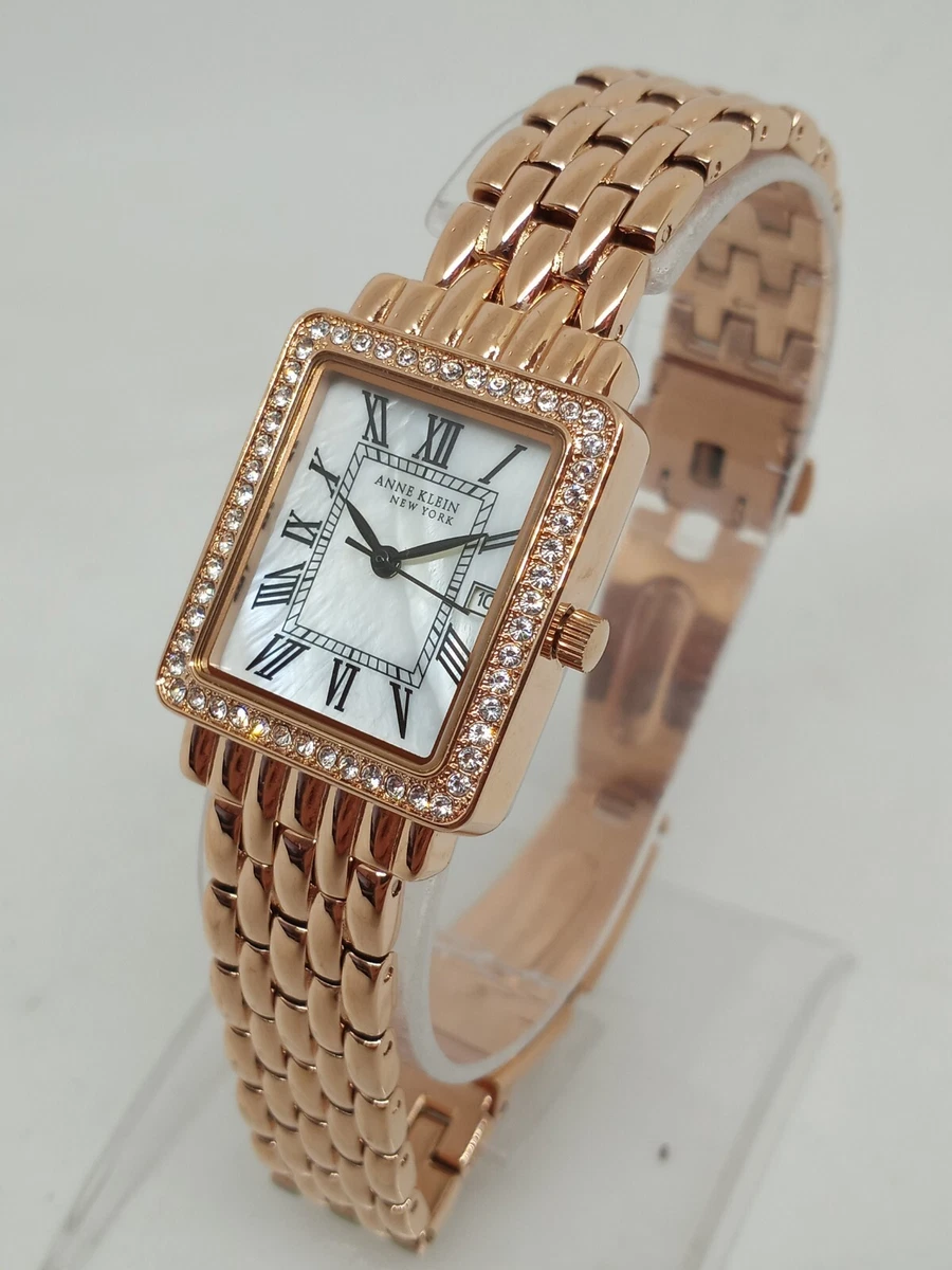 Anne klein women's diamond dial rose goldtone polished bracelet cheap watch