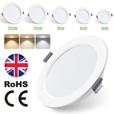 4-20W Led Round Recessed Ceiling Light 3CCT Ultra Slim Panel DownLight IP44 UK