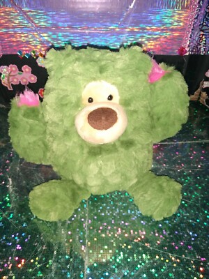  Aurora / Cactus Bear Green Color w/Pink Flower Bloom Tip Hands 6/21 8'' Plush!