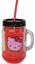Hello Kitty 18 oz Double Wall Insulated Mason Jar Tumbler with Straw