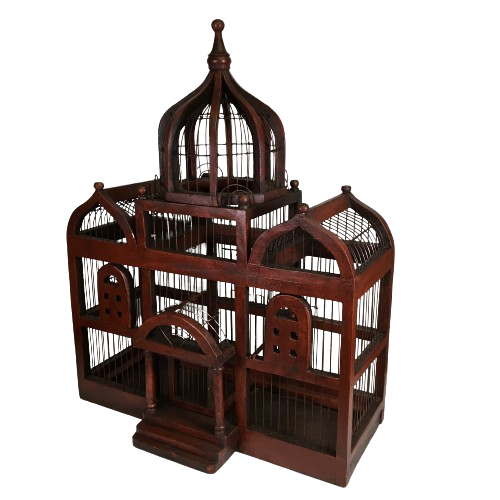 Victorian Style Dome Bird Cage Taj Mahal Inspired Wood & Wire XLARGE