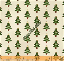 WINDHAM "PAPER DOLL CHRISTMAS" #30864-1 SMALL TREES FABRIC 1/2 YD (18" X 44")
