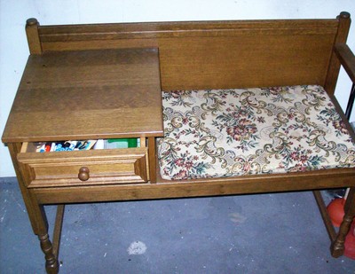 Telefonbank /Sitzbank, Eichenholz, mit Kissen, gebraucht | eBay