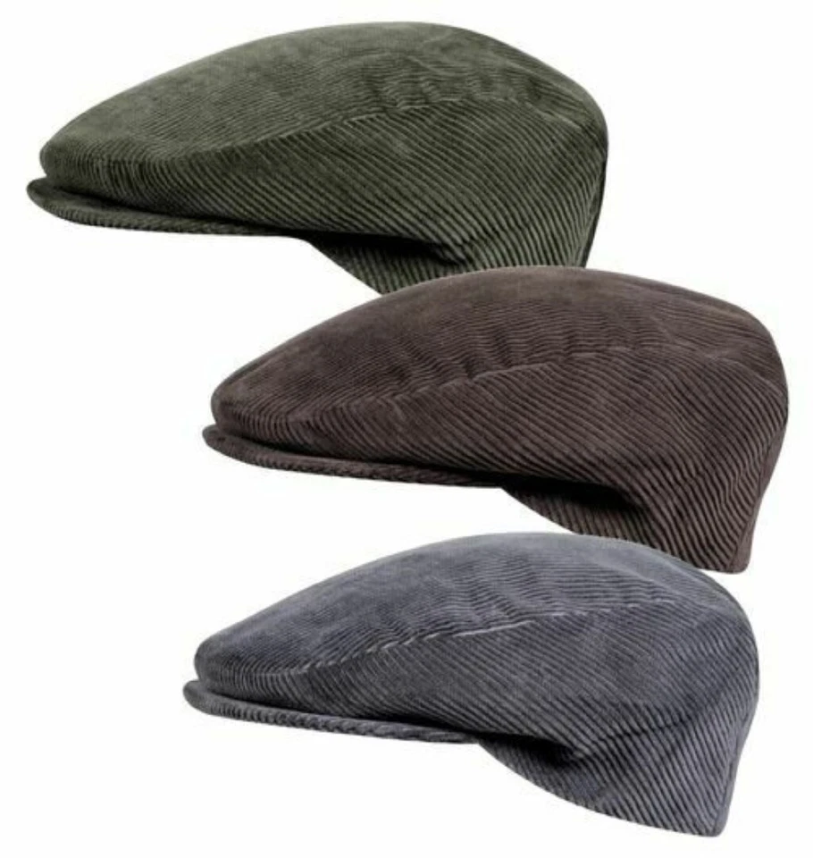 FIEBIG Cordmütze Herren Flatcap Schirmmütze Schiebermütze oliv grün, grau braun 54 - 61