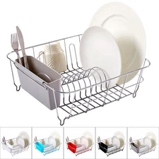 Sweet Home Collection Chrome Plated Steel Small 2 Piece Dish Drainer