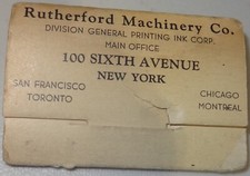 RUTHERFORD MACNINERY CO. NY Match book Antique Vintage golf Tees Advertising