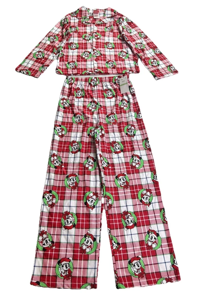 Disney Mickey & Minnie Mouse Vacaciones 2 Piezas Navidad Pijama Set Talla 6 Nuevo con Etiquetas $46 Foto 2 de 4