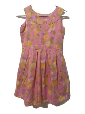 American Girl Girls Dress Pink Floral Sleeveless A-Line Back Zipper size 10 