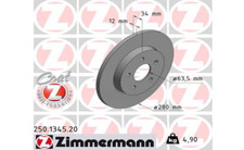 2x Zimmermann 250.1345.20 Bremsscheiben Ø 280 mm hinten für FORD MONDEO JAGUAR