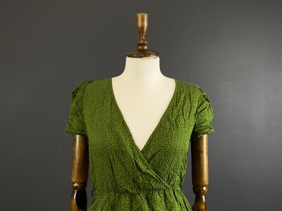 ganni green wool dress GANNI Green Recycled Wool Asymmetrical Mini Dress GANNI