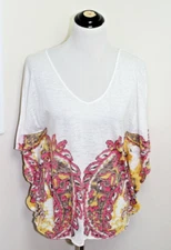 MW - INC Celebrity Rhinestone Stud Flutter Sleeve Graphic Tee Shirt ~ Sz M