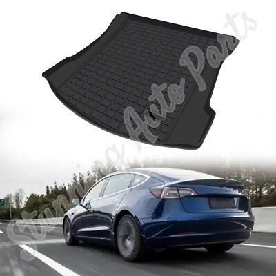 Rear Trunk Floor Mat For Tesla Model 3 2017-2024 TPE Sturdy Tray Storage Mat