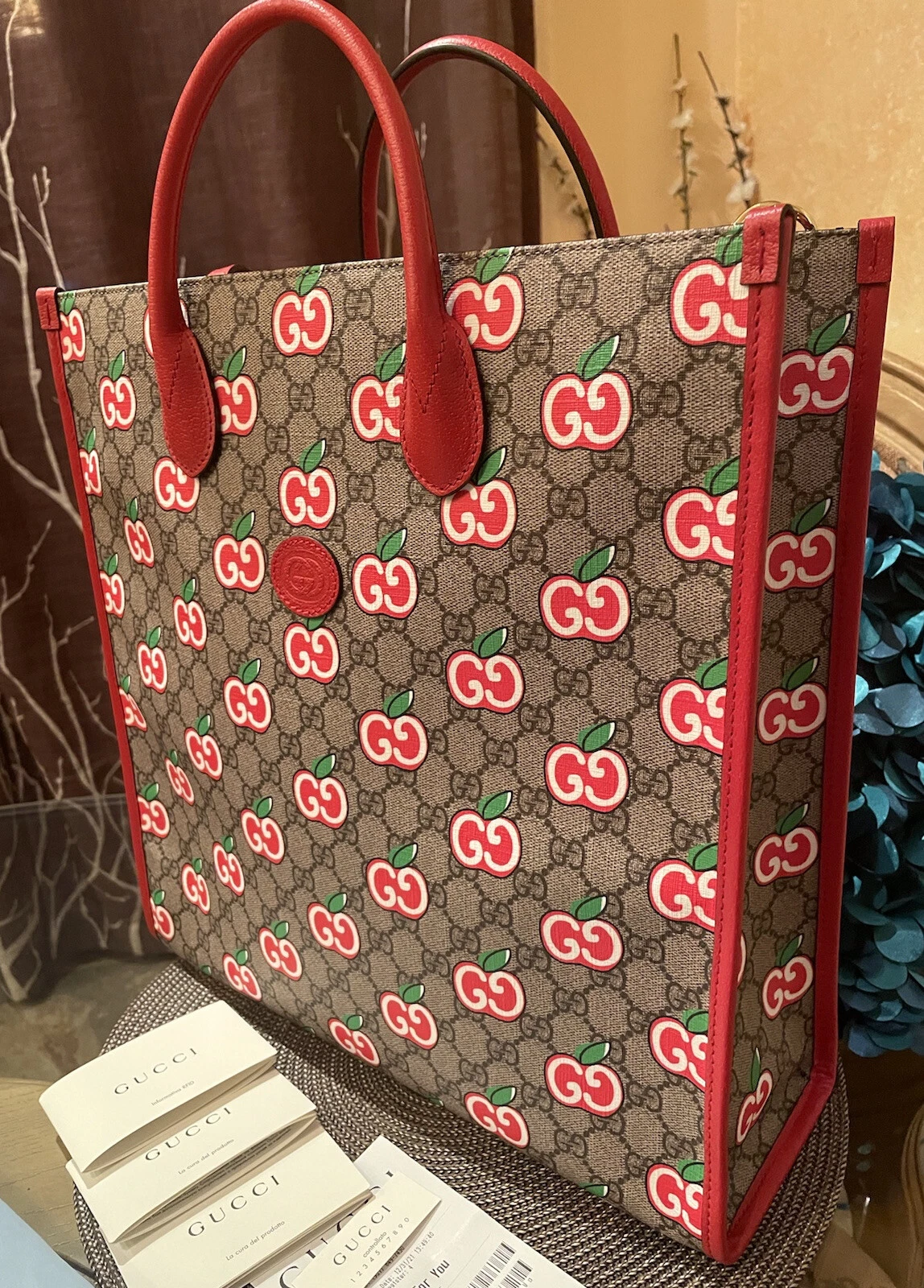 CHAUD !* Sac fourre tout Gucci GG Supreme Apple monogramme sac à main 630355 Saint Valentin neuf avec étiquettes