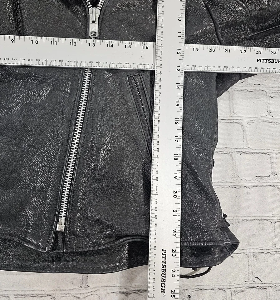 Chaqueta de motocicleta Kerr de cuero negro forrada con cordones DE COLECCIÓN PARA MUJER TALLA 18 Foto 3 de 4