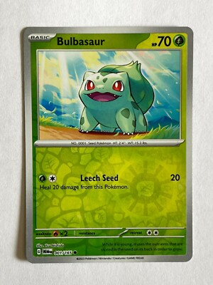 POKEMON BULBASAUR #001/165 COMMON REVERSE HOLOFOIL VIOLET SCARLET