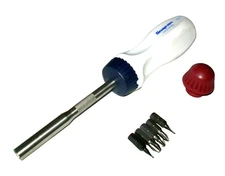 New Snap-on RWB hard handled Ratchet Screwdriver 8 31/32" long SSDMR4B 5 Bits