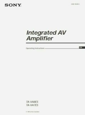 Sony TA-VA8ES / TA-VA7ES Integrated AV Amplifier - Anleitung - BENUTZERHANDBUCH 