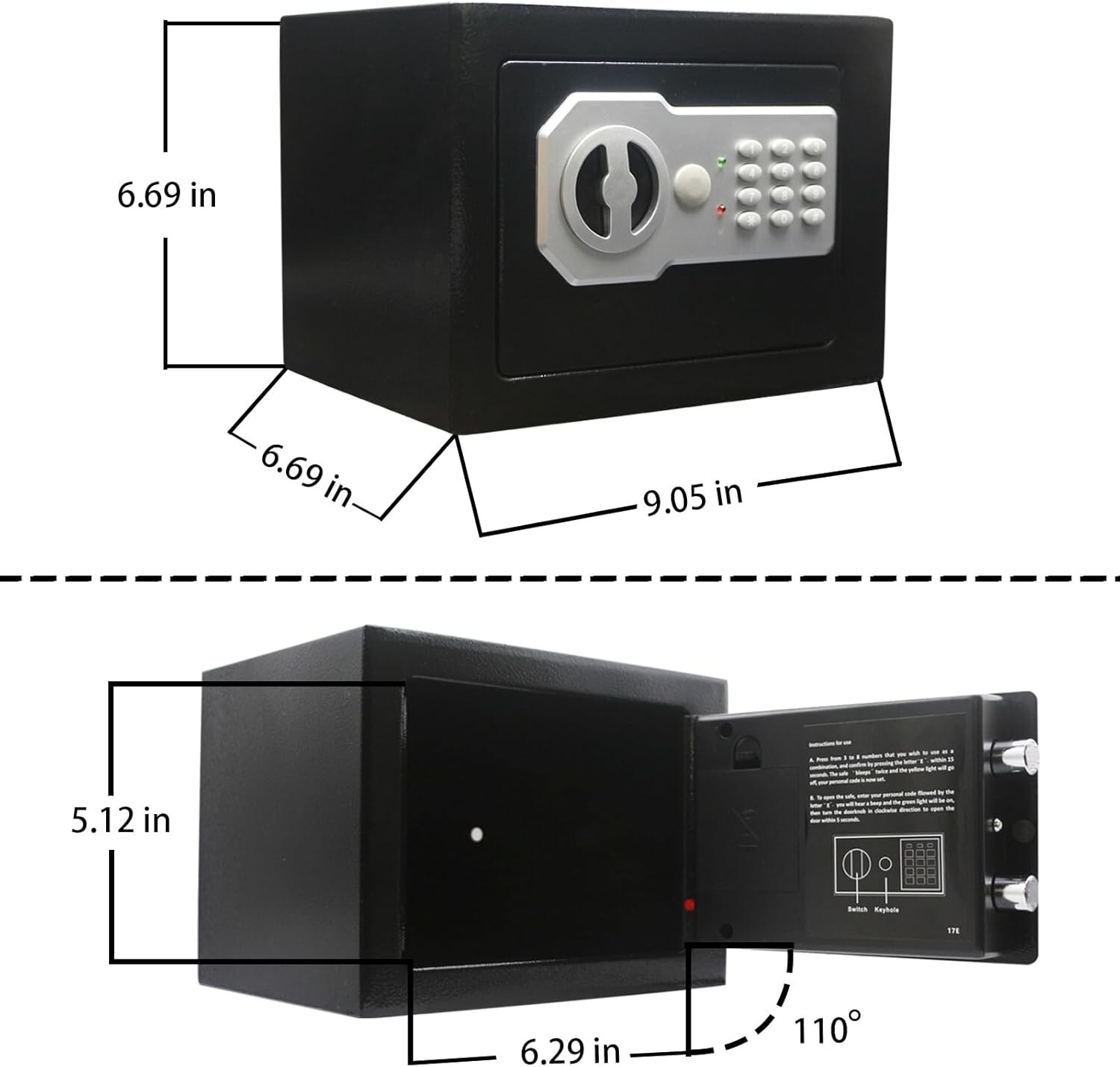 Yuanshikj Digital Keypad Security Safe Lock Box with Steel Construction