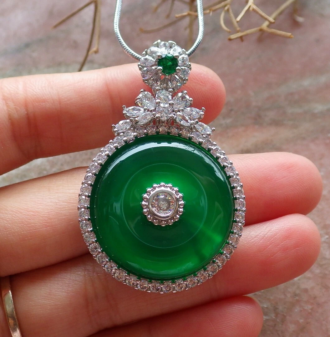 Diamond jade pendant sale