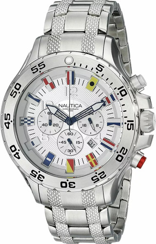 New! Extraordinary Nautica Stainless Steel Signal Flag Chronograph Watch