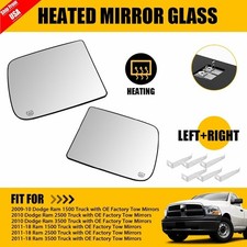 1 Pair Towing Mirror Glass W Backing Plate For Dodge For Ram 1500 2500 3500
