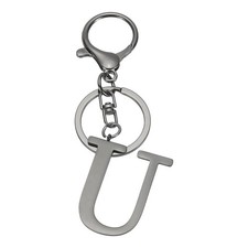 Initial Letter Keychain, Metal Alphabet Letter U Keyring, Black