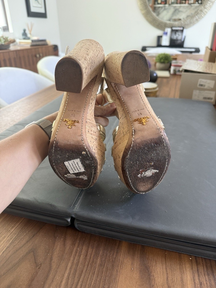Prada Gold Strappy Platform Sandals Size 39 | eBay Prada Gold Strappy Platform Sandals Size 39 | eBay