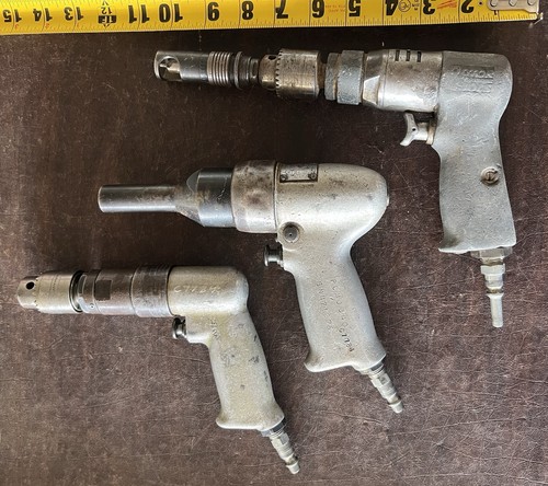 Vintage Aircraft Pneumatic Tool Lot Rockwell + Air Drills - Aviation Mechanic