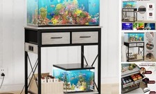  Fish Tank Stand with Power Outlet, Heavy Duty Metal 20-29-37 Gallon Grey