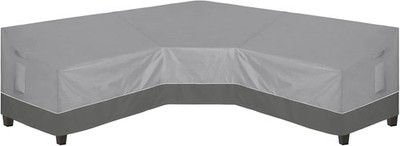 Easy-Going Outdoor V-Shaped Sectional Sofa 118in + 118in, Gray/Dark Gray 