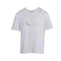 Sandro Damen Bluse Weiß Baumwolle Kurzarm Gr. 3 L Fr 40 T11677E