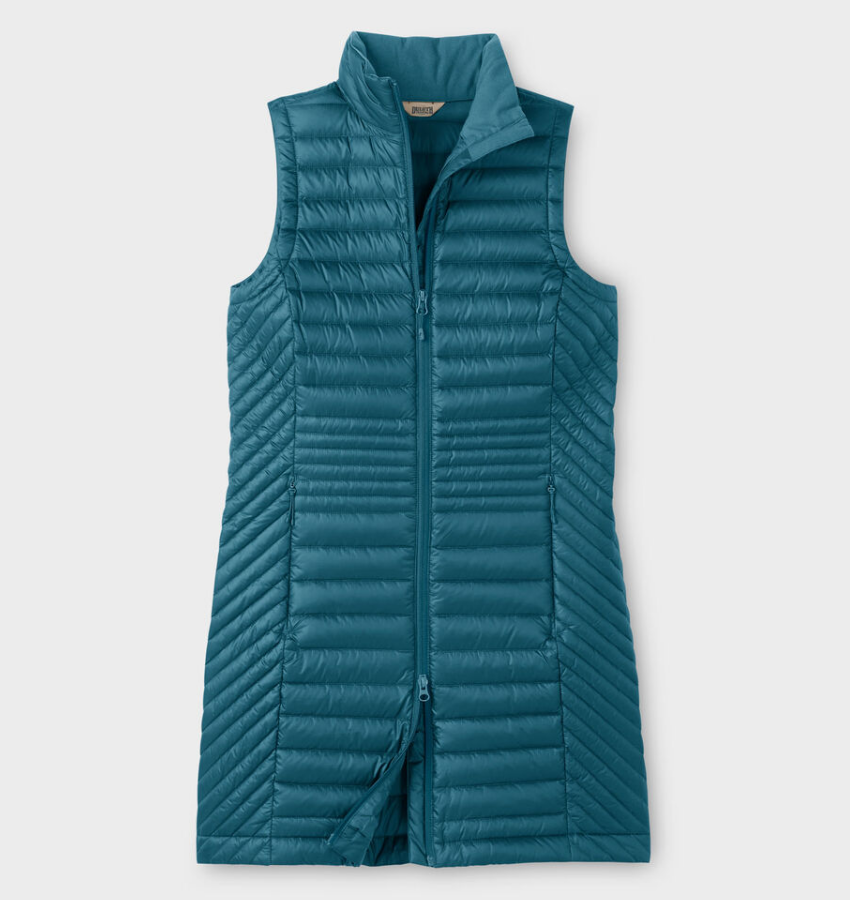 HOT DEAL Du.luth Women's Down Right Long Vest, Deep Lake Blue