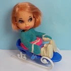 Vintage Mattel Liddle Kiddles FREEZY SLIDDLE Doll, Outfit, Boots, & Sled