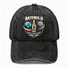 Artemis II Moon Mission Washed Baseball Cap, Unisex Adjustable for Space Lovers