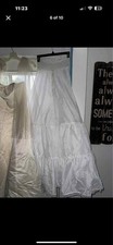 David's Bridal Wedding Dress V8835 Ivory Size 4 W/Shoes 7.5 Tiara Slip Vail 