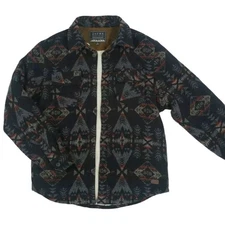 JACHS Men's XL Aztec Patterned Wool Blend Heavyweight Shacket Sherpa Lined Multi