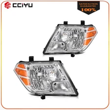 Headlight Assembly For Nissan For Frontier 2009-2019 Chrome Housing w/Amber Pair